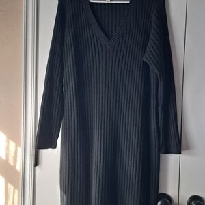 Terra and Sky Black Ribbed Knit Dress